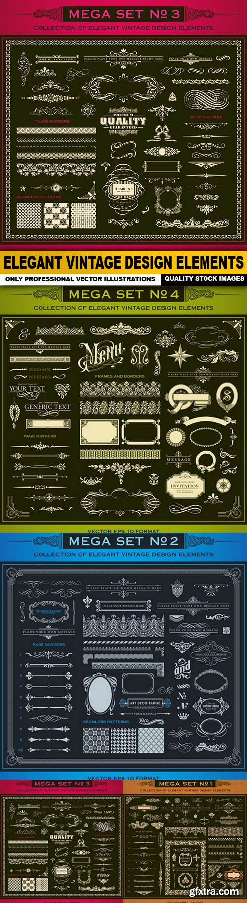 Elegant Vintage Design Elements - 4 Vector