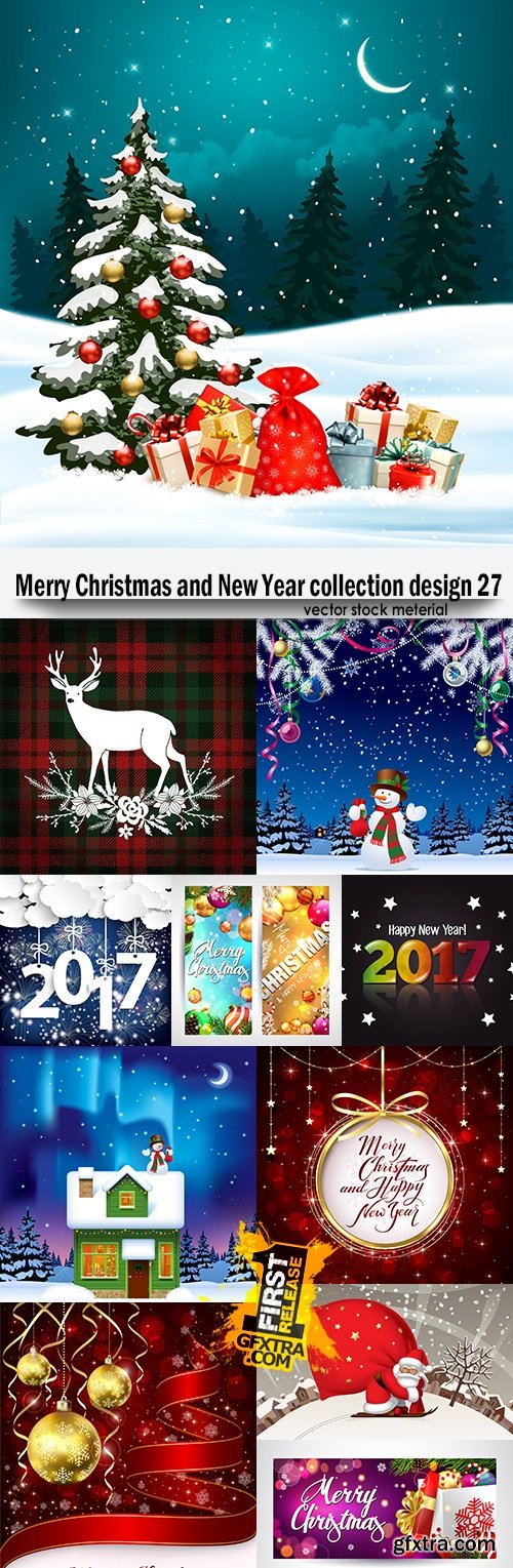 Merry Christmas and New Year collection design 27