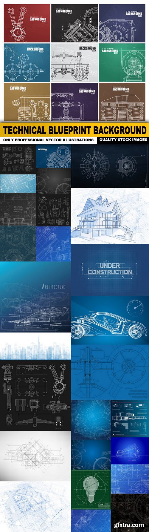 Technical Blueprint Background - 27 Vector