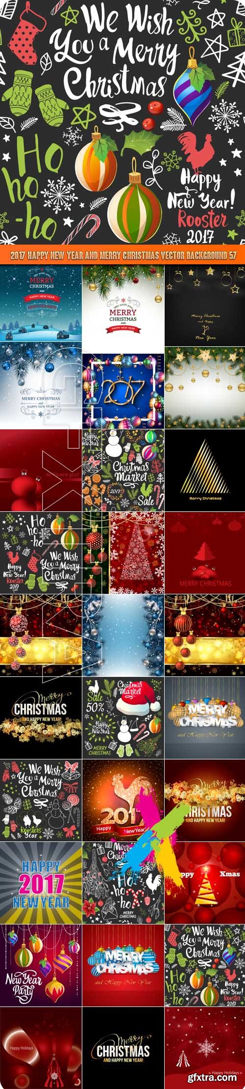 2017 Happy New Year and Merry Christmas vector background 57