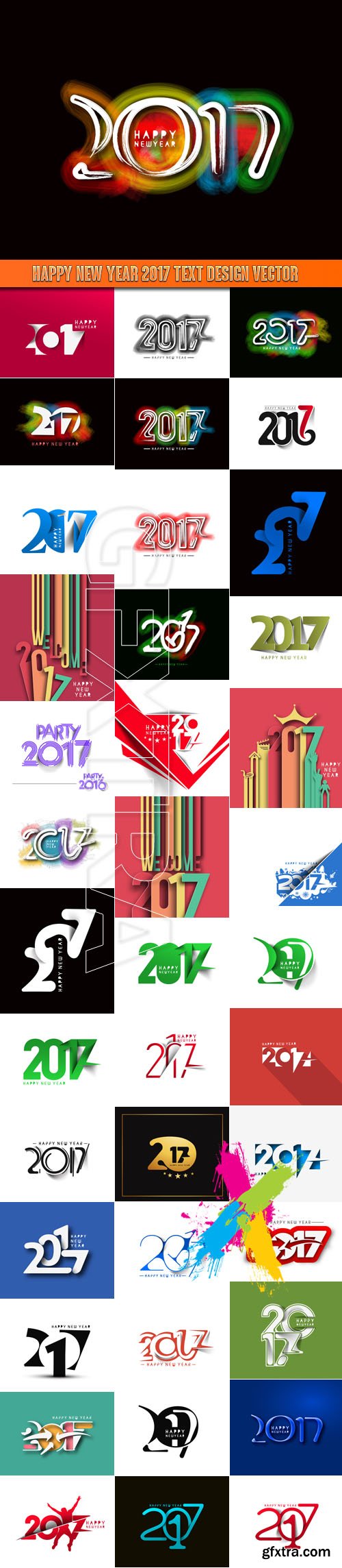 Happy new year 2017 Text Design vector