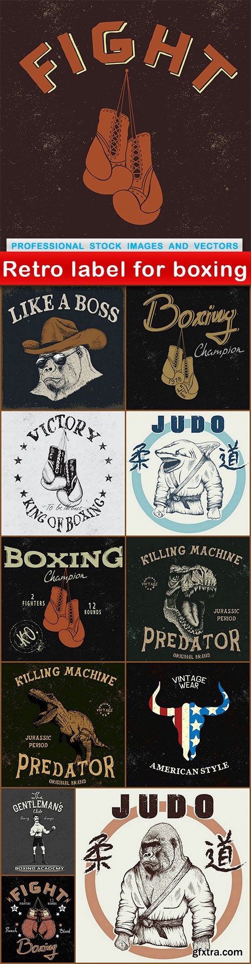Retro label for boxing - 12 EPS