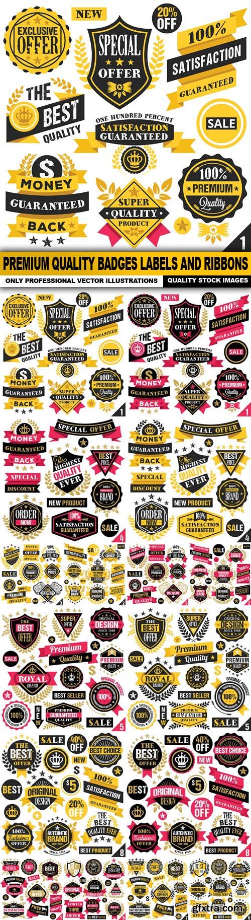 Premium Quality Badges Labels And Ribbons - 16 Vector