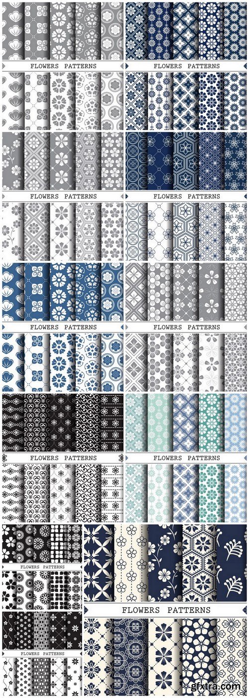 Flower Patterns - 11 EPS Vector Stock