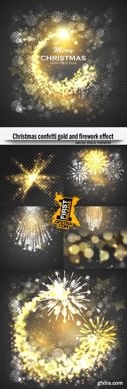 Christmas confetti gold and firework effect