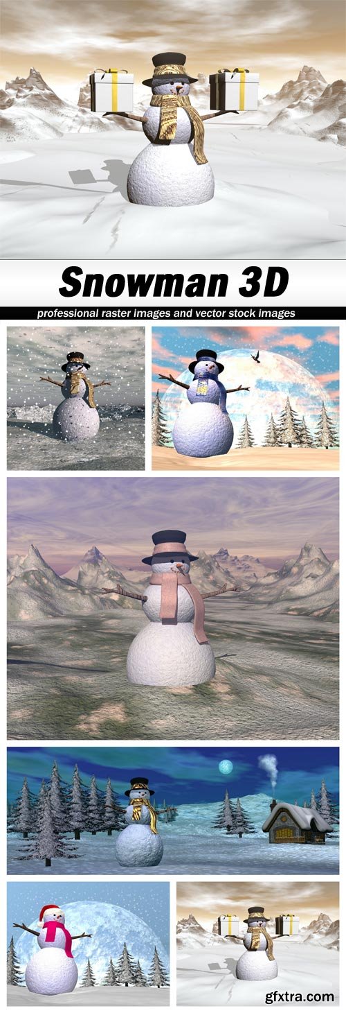 Snowman 3D - 6 UHQ JPEG