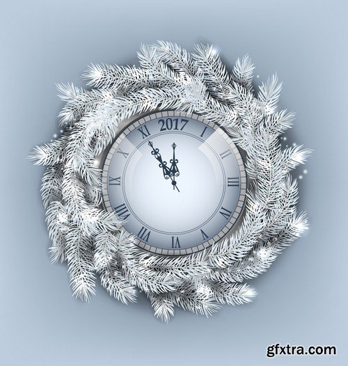 New Year background with clock - 8 UHQ JPEG