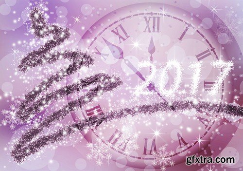 New Year background with clock - 8 UHQ JPEG