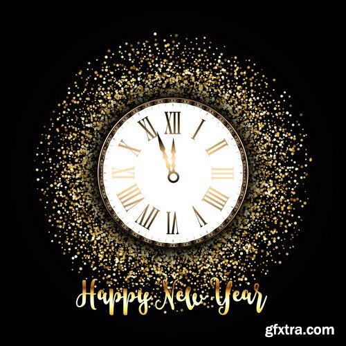 New Year background with clock - 8 UHQ JPEG