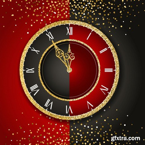 New Year background with clock - 8 UHQ JPEG