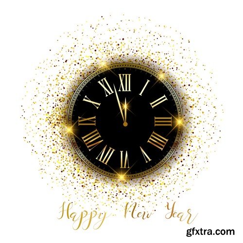 New Year background with clock - 8 UHQ JPEG