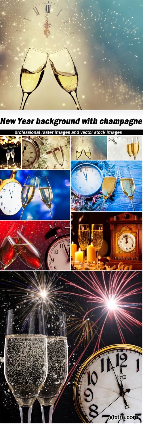 New Year background with champagne - 9 UHQ JPEG