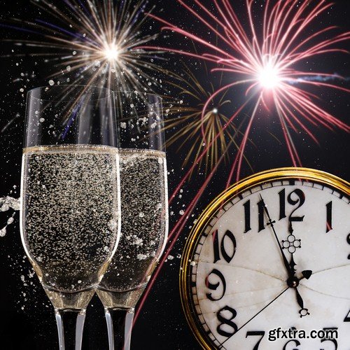 New Year background with champagne - 9 UHQ JPEG