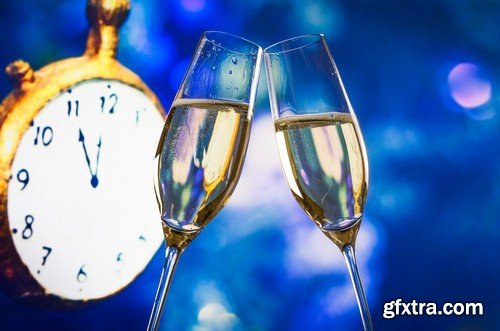 New Year background with champagne - 9 UHQ JPEG