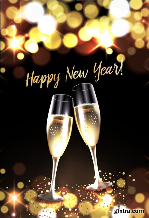 New Year background with champagne - 9 UHQ JPEG