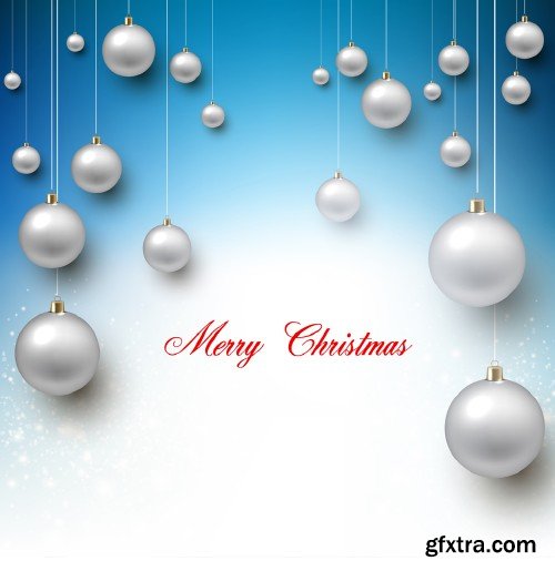 Christmas  and New Year vector background with colorful balls