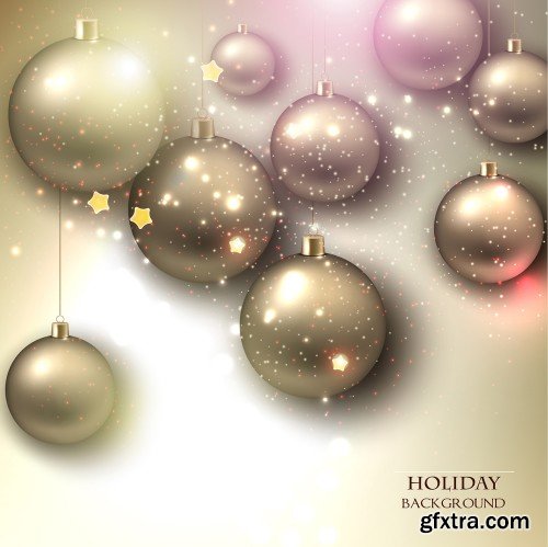 Christmas  and New Year vector background with colorful balls