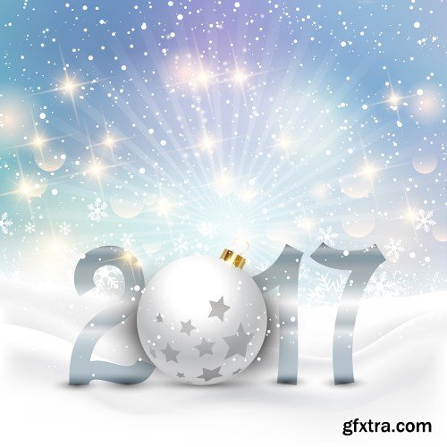 Christmas  and New Year vector background with colorful balls