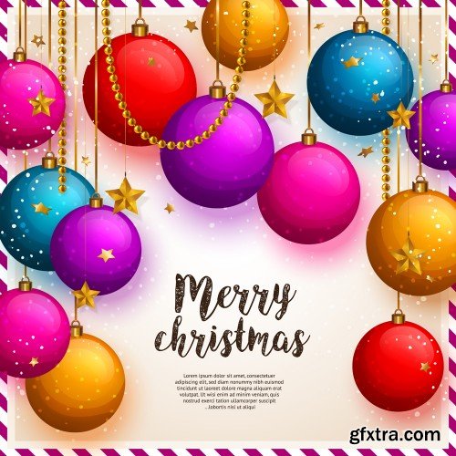 Christmas  and New Year vector background with colorful balls