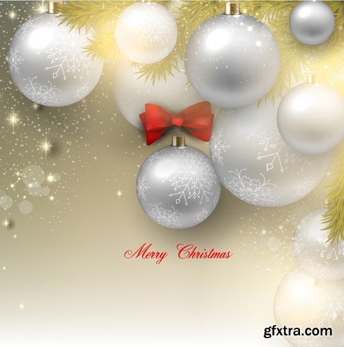 Christmas  and New Year vector background with colorful balls