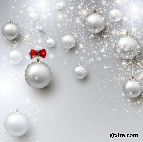 Christmas  and New Year vector background with colorful balls