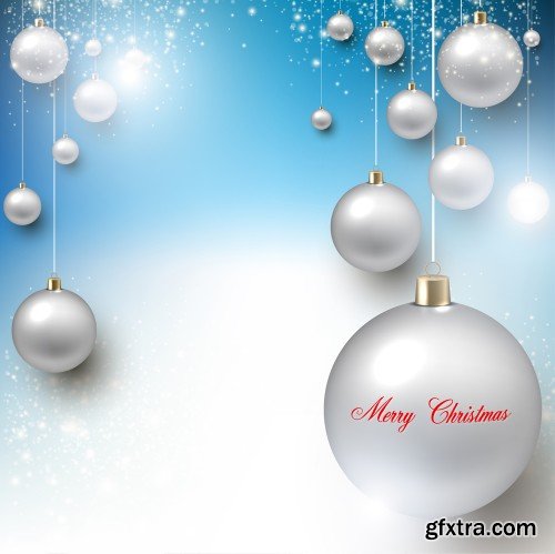 Christmas  and New Year vector background with colorful balls