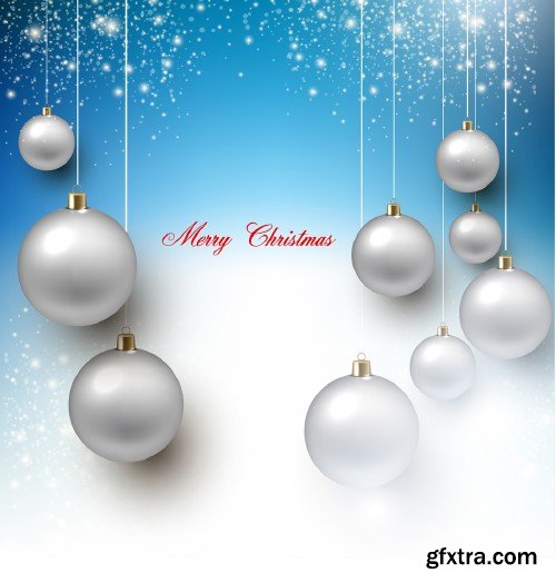 Christmas  and New Year vector background with colorful balls