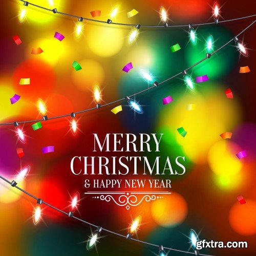 Christmas  and New Year vector background with colorful balls