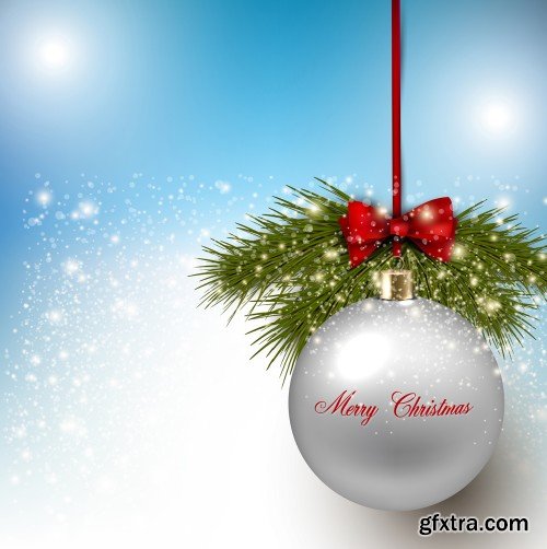 Christmas  and New Year vector background with colorful balls