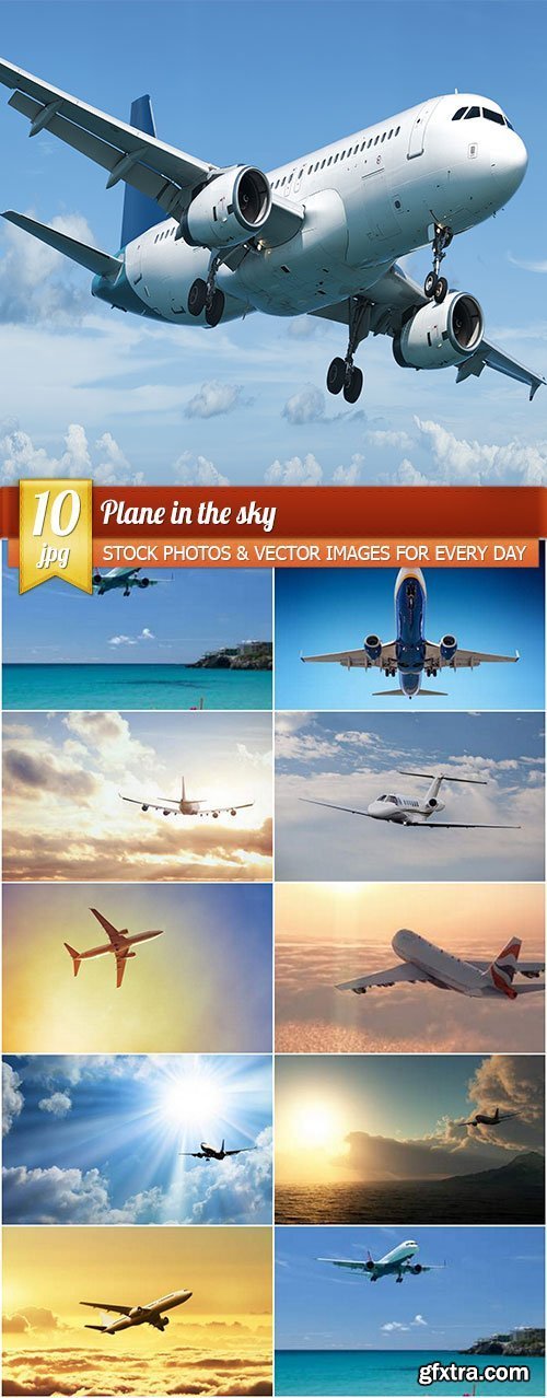 Plane in the sky, 10 x UHQ JPEG