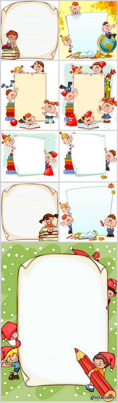 Frame with School Children - 9 EPS Vector Stock