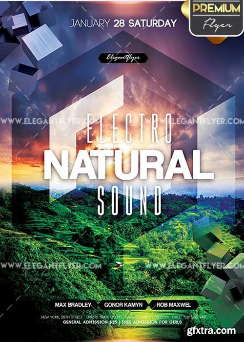 Electro Natural Sound V6 Flyer PSD Template + Facebook Cover