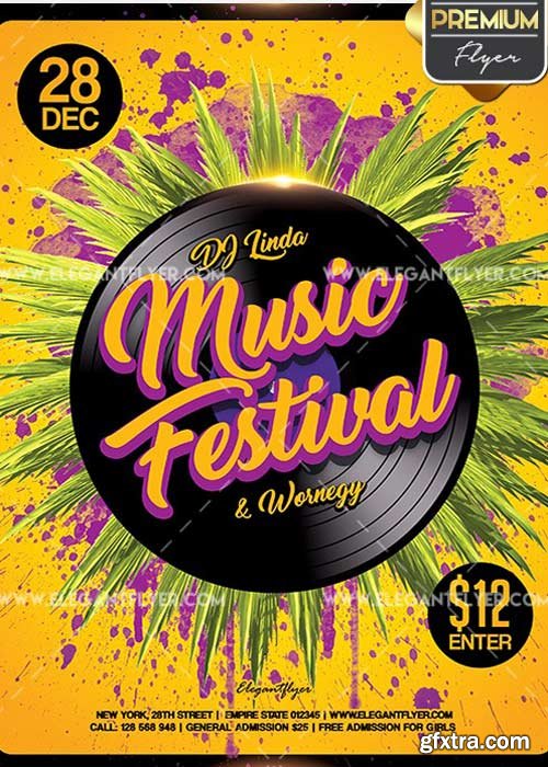 Music Festival V6 Flyer PSD Template + Facebook Cover