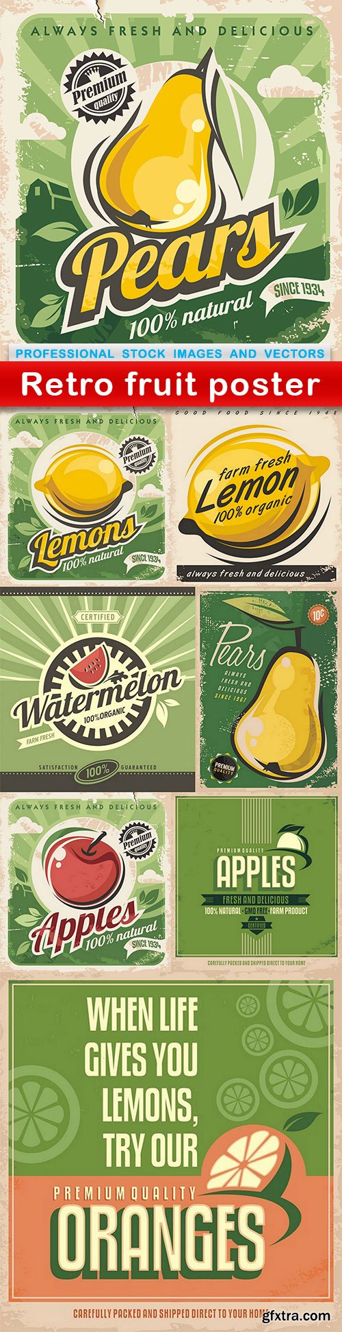 Retro fruit poster - 8 EPS