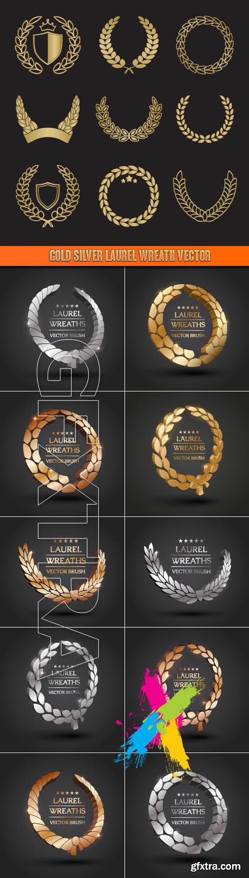 Gold silver laurel wreath vector