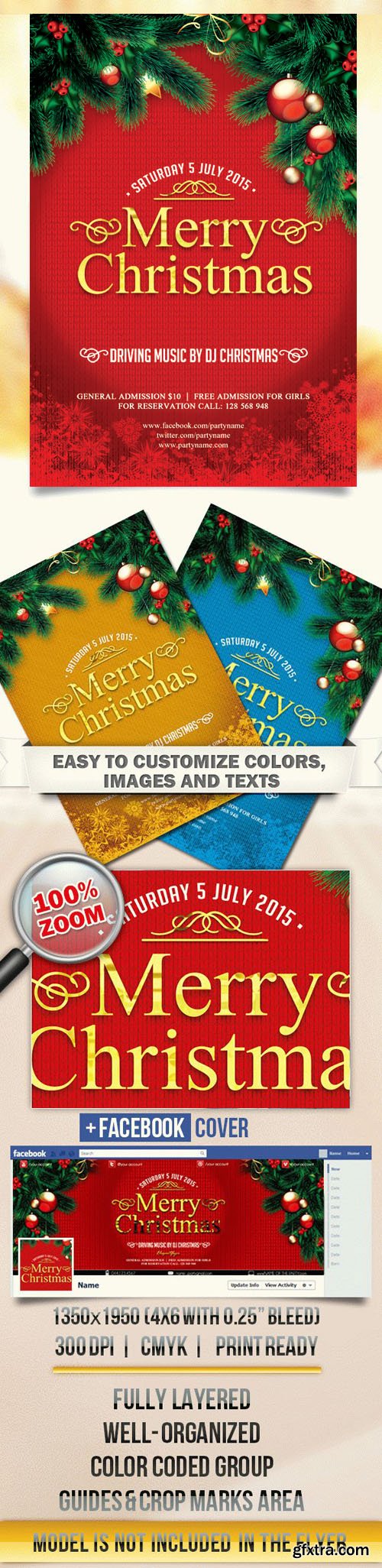 Merry Christmas - Flyer PSD Templates + Facebook Cover