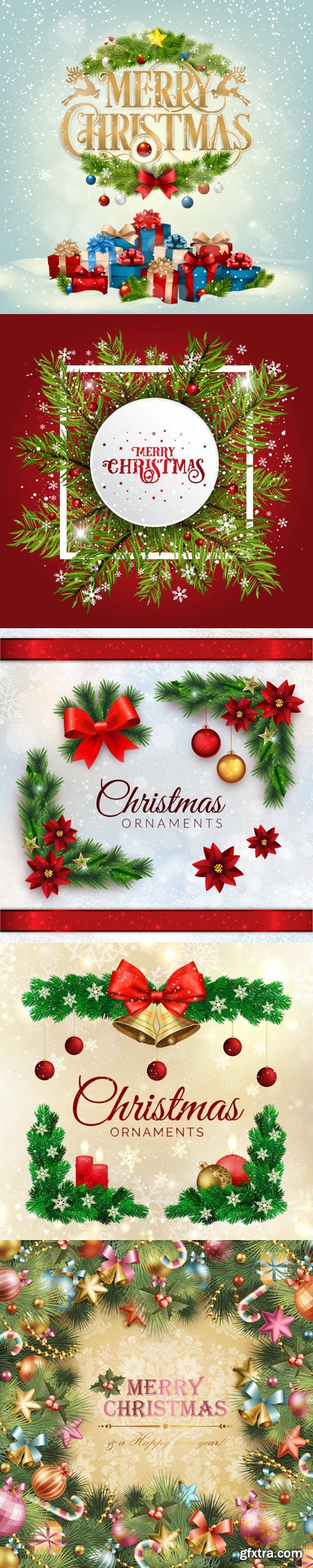 5 Christmas Backgrounds Design Vector in Realistic Styles