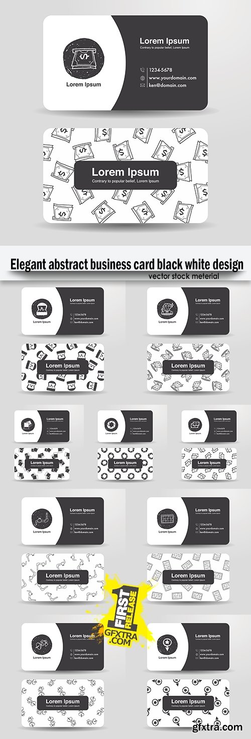 Elegant abstract business card black white design