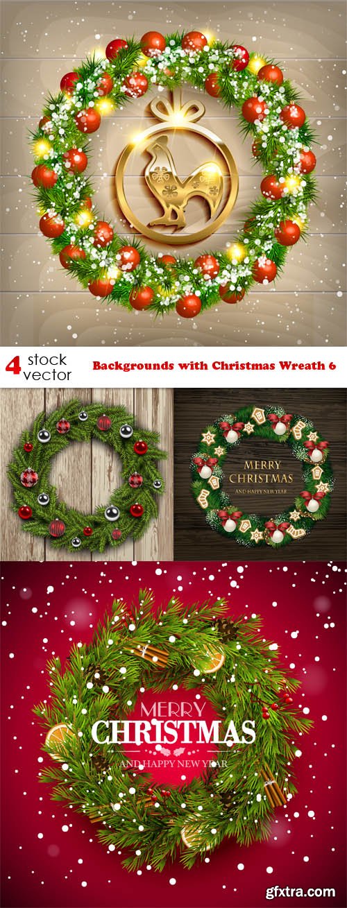 Vectors - Backgrounds with Christmas Wreath 6