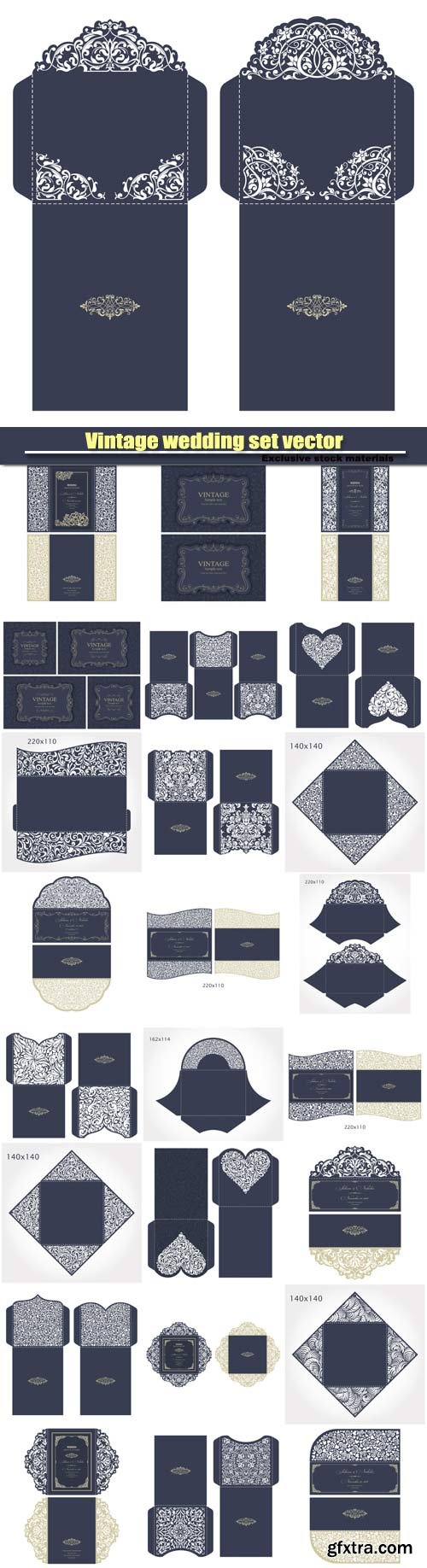 Vintage wedding set vector