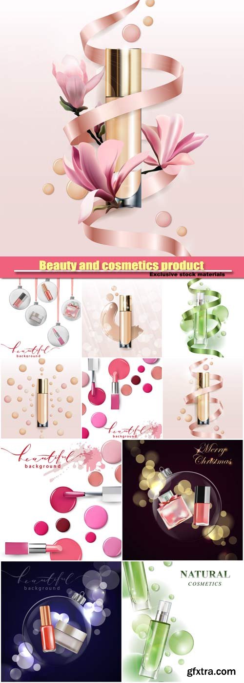 Beauty and cosmetics product vector background