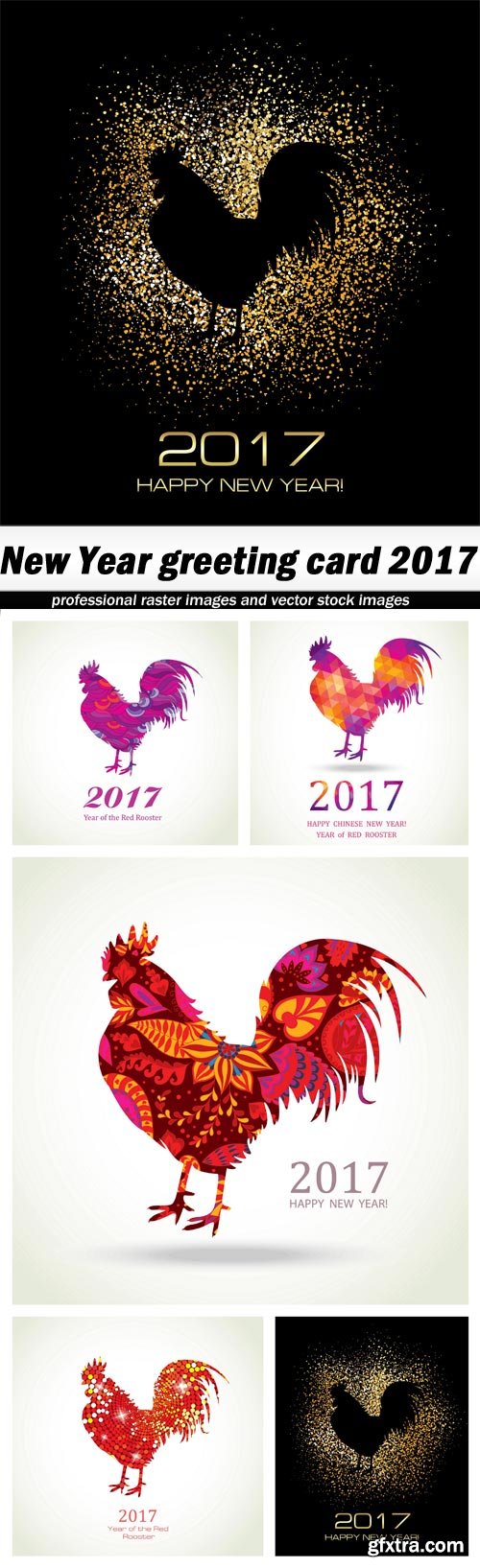 New Year greeting card 2017 - 5 EPS