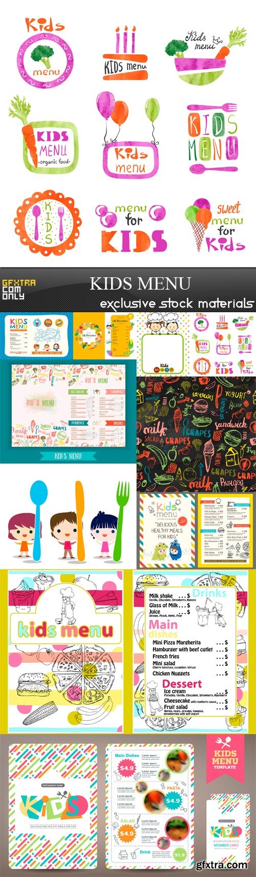 Kids Menu - 10 x JPEGs