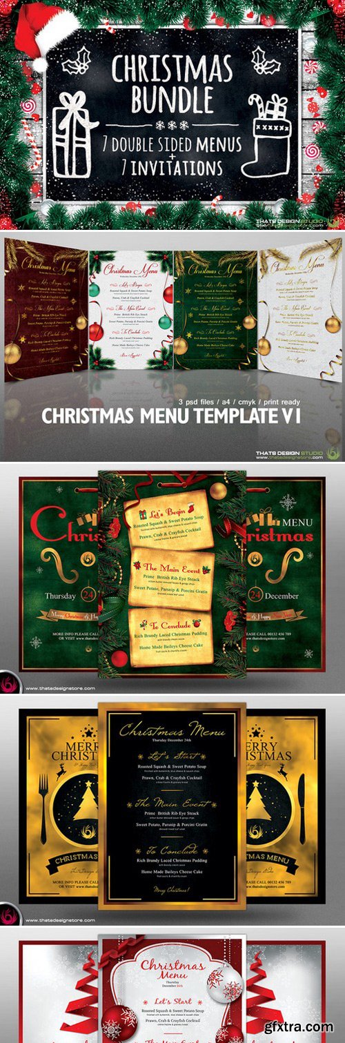 CM - 7 Xmas Menus + 7 Invitations Bundle 454851