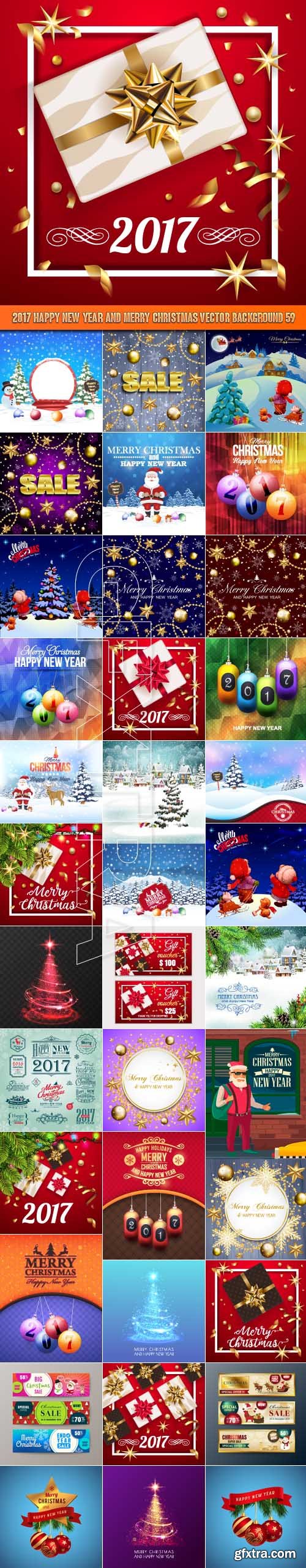 2017 Happy New Year and Merry Christmas vector background 59