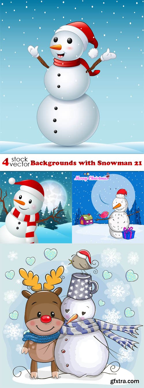 Vectors - Backgrounds with Snowman 21