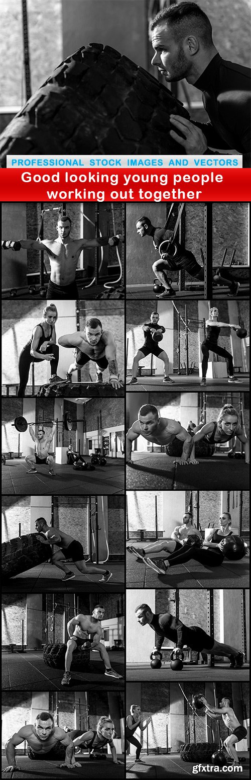 Good looking young people working out together - 13 UHQ JPEG