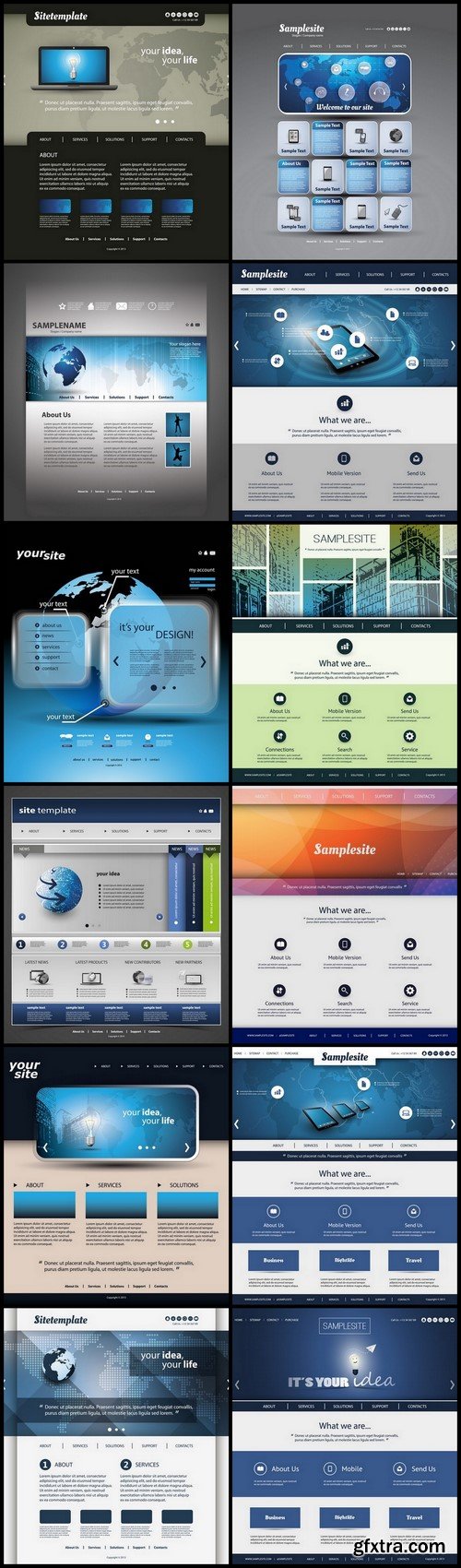 Different Sitetemplates - 12xEPS Vector Stock