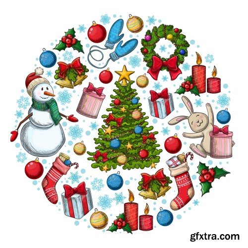 Christmas vector  illustration for decoration, Christmas icons