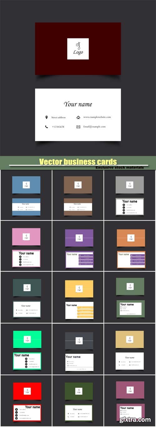 Stylish colored vector business cards